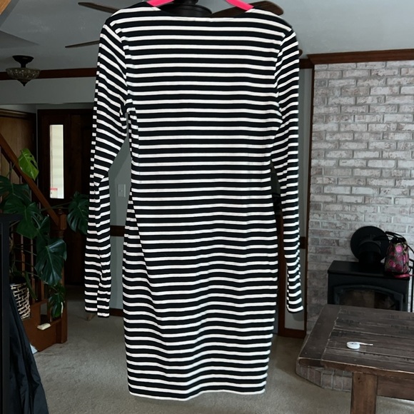 H&M Basic Black and White L/S Striped Dress Medium - Picture 4 of 8